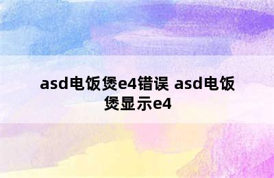 asd电饭煲e4错误 asd电饭煲显示e4